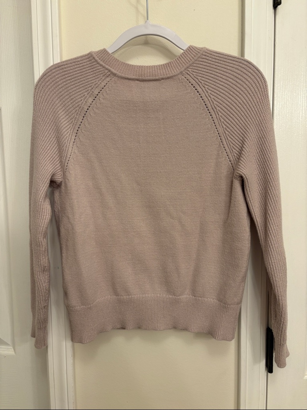 V-Neck Ribbed Sleeve Sweater in Taupe - Picture 2 of 5